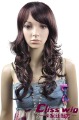 Full Bang Wine Red Long Curly Wavy Wig