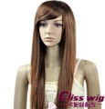 Golden Brown Long Straight Wavy Full Bang Wig