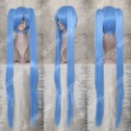 Long Full Bang White Blue Ponytails Cosplay Wig