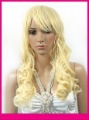 The Gold Color Long to Curl Inclined Bang Synthetic Hair