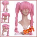 Red & Pink Synthetic Full Head Anime Cosplay Wig with 2 Clip On Ponytail