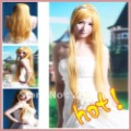 Fashion Full Head Long Light Golden Synthetic Anime Cosplay Wig