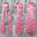 Long Wave Pink Bun Cosplay Wig