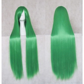 Heat Resistant Cosplay Wig Long Green Color Straight