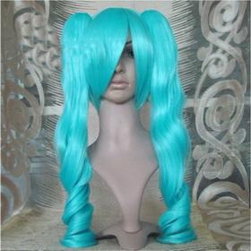 Vocaloid Miku Light Water Blue Ponytails Cosplay Wig