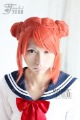 Synthetic Full Lace Gintama Kagura Pumpkin Orange with Buns Cosplay Wig