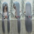 Ladies' Extra Long Bang Straight Silver Gray Party Wig
