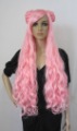Pink Anime Cos Stylish Long Wave Synthetic Costume Wig