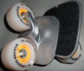 White With Three Wheels Metal Skate Board