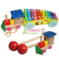 Wooden Pull Cart Train Hand Knocks Xylophone Twelve Musical Notes