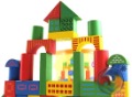 House Shape Wooden Green & Red & Blue Building Block