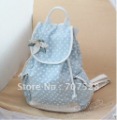 Blue Nylon & Polyester With Small Dots School Backpacks