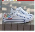 Durable Men's Canvas White with Colourful Numbers Shoes