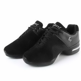 Women's Black Genuine Leather Mesh Breathable Lace-Up Fitness Shoes