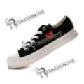 Women's Canvas Black Rubber Lace-up Walking Shoes