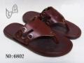 Men's Black & Brown Colour Leather Rubber Sole Flip Flops