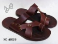 Light Brown Leather Vamp Rubber Sole Outsole Men's Rivets Slipper