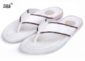 Men's White & Black Colour Soft Leather Rubber Sole Outsole Waterproof Flip Flops