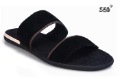 Simple Design Rubber Sole Black Men's Suede Slipper