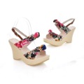 New Bowknot Sweet Women Cotton Fabric High-heeled Sandals