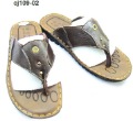 Men's Fashion Rubber Sole Leather Brown Flip Flops