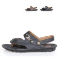 Black/Brown Genuine Leather Rubber Sole Men's Dual-use Ankle Wrap Sandals