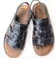 Men's Black Genuine Leather Waterproof Antiskid Comfort Sandals