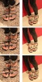 Woman's Black with Full Rhinestone and Rivets Flat-bottom Sandals