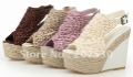 Lady's Fashion Comfortable Buckle Ankle Straps Weaving High Heeled Sandals