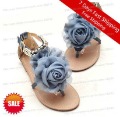 Women's Fashion Flat Flip-flops with Roses Sweet Style Sandal