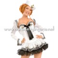 Women Long Sleeve Fancy Navy Lace Mini Sexy Costumes