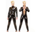Sexy Metallic Spandex Front Zipper Black Zentai