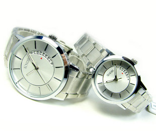 Silver Stainless Steel Round Shape Wristwatches