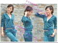 Green Polyester / Cotton Jogging Women's Suits