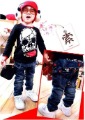 Children's Elastic Waist Unique Style Long Trim Jeans