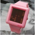 Pink Square Shape Rubber Band Pocket Watches