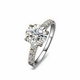 Female Elegant White Solid Gold Fine polished Natural Diamond Ring