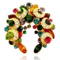 Alloy Colourful Moon Design Crystal Rhinestone Brooch