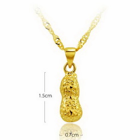 18K Gold Cute Peanut Pendants Necklace