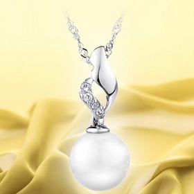 Women's Natural Pearls 925 Sterling Silver Diamond Banquet Necklace