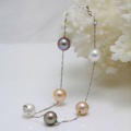 Full Round Mixed Color Freshwater Pearl Bracelet With 18K Platinum