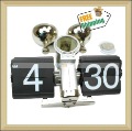 Metal Exquisite Design Retro Digital Quartz Gear Shift Alarm Silver Clock