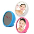 Small Round Plastic and Glass Three Colours Digital LED Mirror Clock