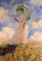 Handprinted on Canvas Woman with a  Parasol Standing in the Fields Impressionist Emotional Appealling Oil Painting