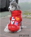 Red Cotton Pet Sportswear With Hat