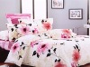 Wedding Pattern Cotton Flower Design Light Pink Thick Bedding Set
