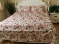Chinese Traditional Cotton Soft Handmade Red Flowers Print Bedding Set