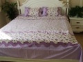 Chinese Traditional Cotton Purple Flowers Print Handmade Bedding Set