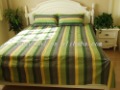 Chinese Traditional Green Cotton Stripe Soft Handmade Bedding Set