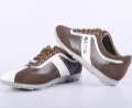 Men's Leather Brown with White Stripe Rubber Sole Lace-up Dress Shoes